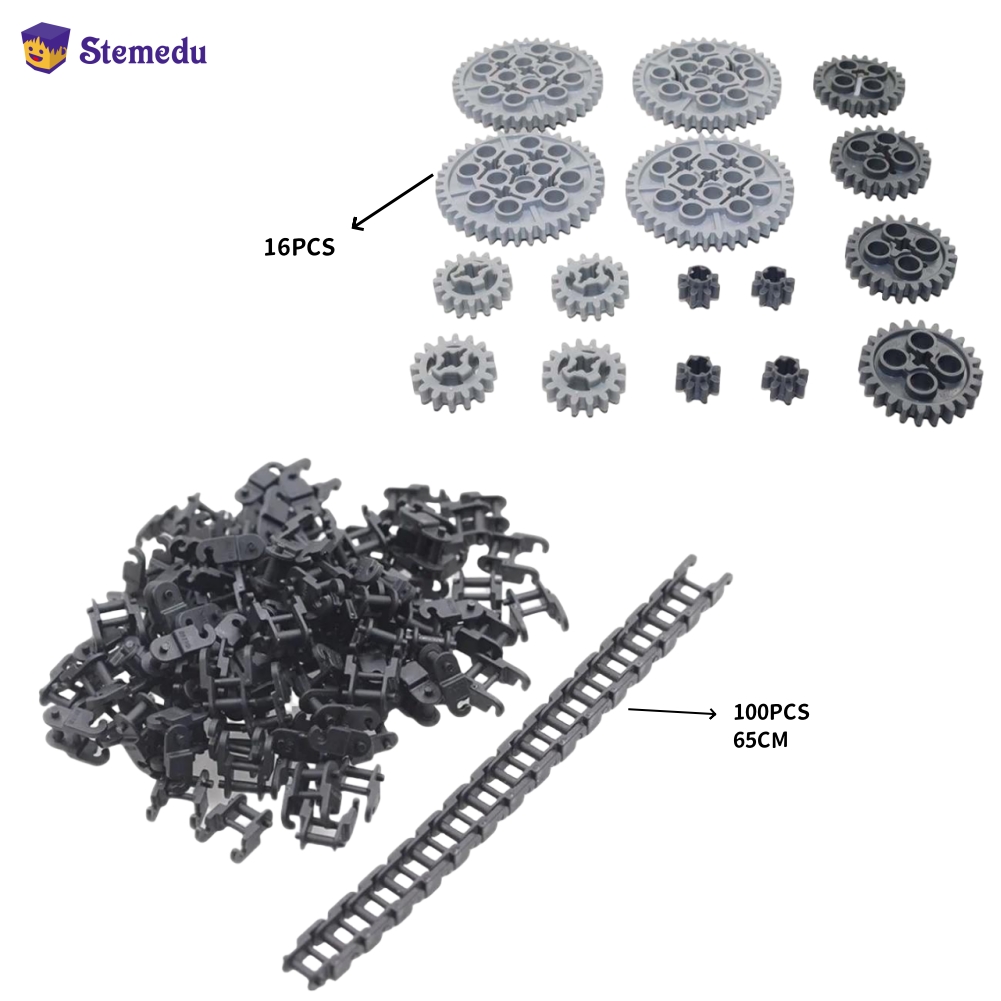 Toy Train Track Set - 16PCS MOC 빌딩 블록 치아 기어
