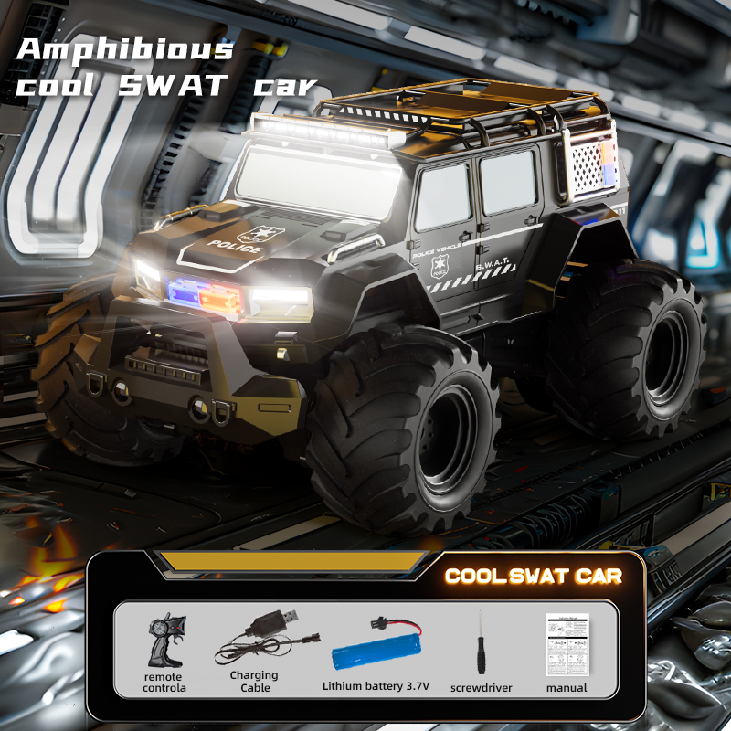 Kids Toys Electric Car - RC 경찰차 수륙양용 차량 2.4G 4WD