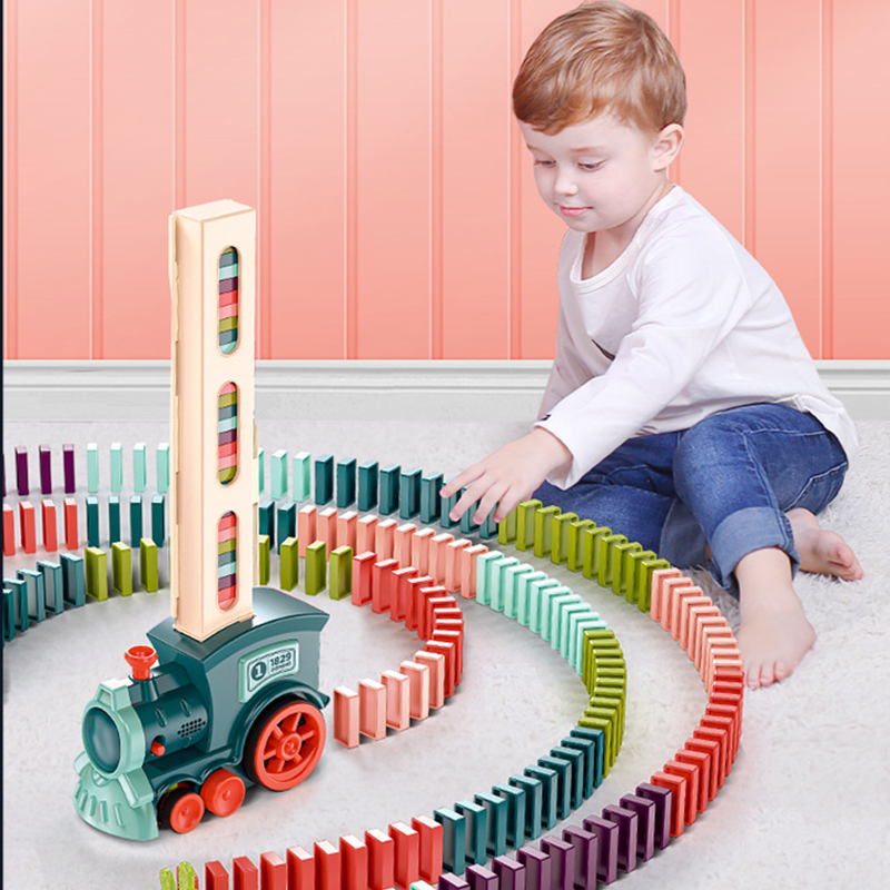 Kids Toys Electric Car - 어린이 전기 도미노 기차 자동차 세트,