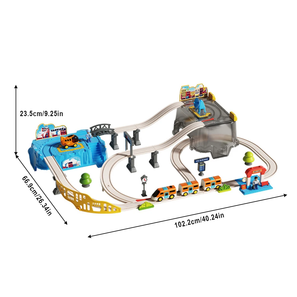 Toy Train Track Set - 공항 테마 기차 트랙 장난감 세트(보관