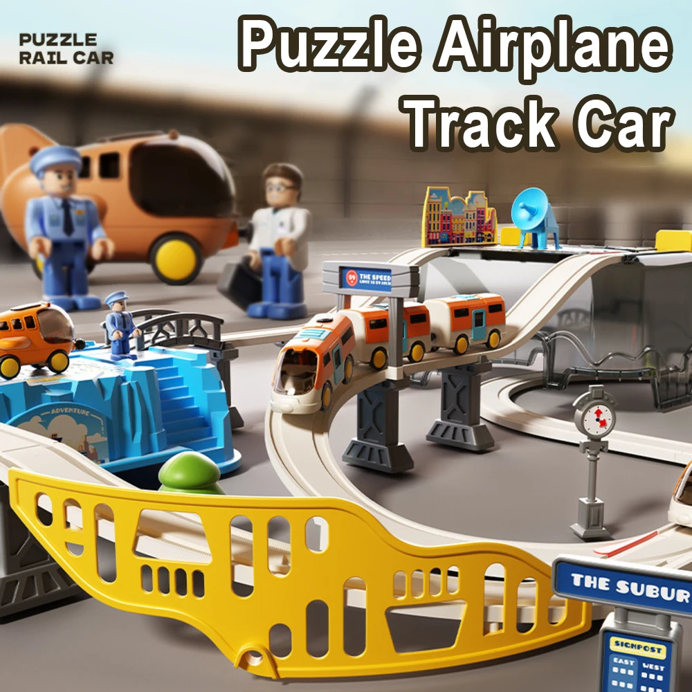 공항 테마 기차 트랙 장난감 세트(보관 상자 포함) 창 - Toy Train Track Set 리뷰 및 가격